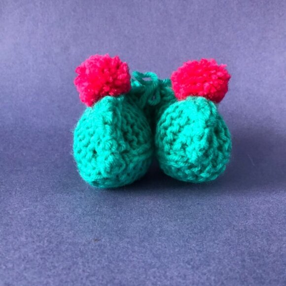 NWT Vintage Handmade Knitted Teal Pink Children’s Slipper Booties - Picture 2 of 3